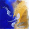 Terres mêlées – Bleu-ocre, 2011. Encre de Chine, pigments et sable sur toile, format : 50 x 50 cm.