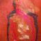 Allegria – Ocre rouge, 2011. Peinture sur toile libre, pigments et sable. Format : 100 x 250 cm.
