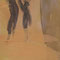Les passants tryptique II -peinture sur toile - 150 x 50 cm