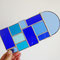 modernes Tiffany Fensterbild mit Rundbogen blau