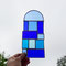 modernes Tiffany Fensterbild mit Rundbogen blau
