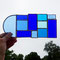 modernes Tiffany Fensterbild mit Rundbogen blau