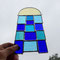 modernes Tiffany Fensterbild mit Rundbogen blau gelb