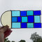 modernes Tiffany Fensterbild mit Rundbogen blau gelb
