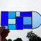 modernes Tiffany Fensterbild mit Rundbogen blau