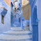 Blaue Treppe nach oben
