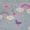 Baumwolle Regenbogen/ Wolken/ Schmetterlinge, 140cm breit, 0.5m 7.00€