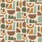Dekostoff/ Canvas (100% Cotton), Geometrisch gelb braun grün,  140 cm breit, 0.5m 6.50€