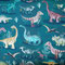 Baumwolle Dinos auf grün, 110cm breit, 0.5m 11.50€