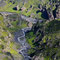 Goðaland - Green vegetation as a contrast to the wasteland on the pass