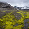 Towards Þórisdalur. Prestahnúkur with its distinct coloured Rhyolithic rocks can be seen on the left side.