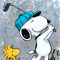 Snoopy golft (2026), 100 x 50 x 4 cm, Acryl auf Leinwand