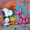 Snoopy trifft Balloon Dog (2026), 80 x 80 x 4 cm, Acryl auf Leinwand