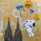 Snoopy´s Ballonflug zum Dom (2026), 80 x 80 x 4 cm, Acryl auf Leinwand