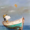 Wir fahren Boot (2025), 100 x 50 x 4 cm, Acryl auf Leinwand