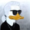 "Duck-Lagerfeld" (2023), 80 x 80 cm, acrylic on canvas