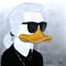 "Duck-Lagerfeld" (2023), 80 x 80 cm, acrylic on canvas