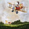 Snoopy im Doppeldecker (2025), 80 x 80 x 4 cm, Acryl auf Leinwand