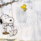 Snoopy schaukelt (2026), 40 x 80 x 4 cm, Acryl auf Leinwand
