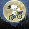 Snoopy´s Flug mit dem Fahrrad (2026), 70 x 90 x 2 cm, Acryl auf Leinwand