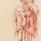 La Pietà de Palestrina de Michel-Ange (?), Statue en marbre, 253 cm, vers 1550 Galleria dell'Accademia, Florence. Sanguine d'après modèle, 15 x 21 cm.