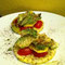corn cakes avocado cheese and tomato