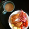 coffee, morning but, tomatoes, prochuitto