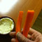 carrot sticks with stinky cheese