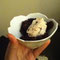 hot brownie w/a spoon of mint choc ice cream