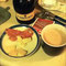 prosciutto & cheese, hot cocoa made w/milk and a splash of Irish Cream 