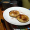 english muffin w/ cinnamon sugar and butter, also Earl Grey