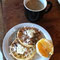 waffles and orange, coffee