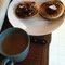 waffles w/ jam and coffee