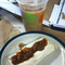 microwave burrito w/ salsa and a boba coffee