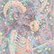 Carnaval (1995) — krijttekening van een figuur met een stierenkop en zichtbaar skeletlichaam, omgeven door een donkere achtergrond met kleurrijke stippen en slingerende lijnen zoals confetti.
