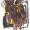 Two Persons (1997) — drawing with acrylic paint, marker, pencil and chalk of two figures in a distorted and expressive interplay of lines and colour marks.