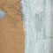 Man in White (1998) — drawing with acrylic paint and pencil of a man standing against a grey painted background, with a large empty area beside the body.