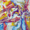 Strange Emotions Face (1996) — drawing with oil pastel of a distorted face built from rapid lines and contrasting colours.