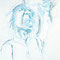 The Orator (1996) — loose pencil sketch of a figure throwing the head back and opening the mouth wide as if speaking or shouting loudly, with a raised arm in the background.