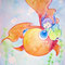 金魚の夢　A4（透明水彩・カラーインク）