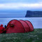Unser Zeltplatz in der Bucht Rekavík mit tollem Blick hinüber nach Hornbjarg.