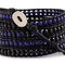 Bracelet cuir noir, Lapis lazuli véritables et Swarovski rondes facettes black