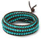 bracelet cuir noir et perles turquoises