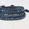 Bracelet Cuir Bleu Marine Patiné Vintage et perles cristal Bohème Montana