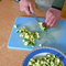 cutting zucchini cubic