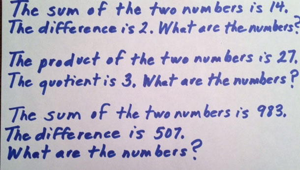 Math facts warm up challenge