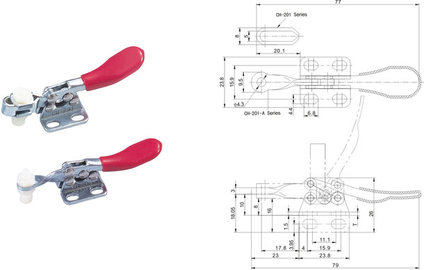 Horizontal toggle clamp with horizontal mounting base CH-201 CH-201-I