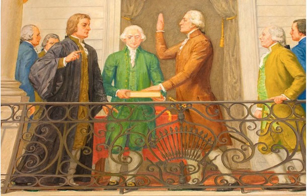 George Washington taking the Presidential Oath.