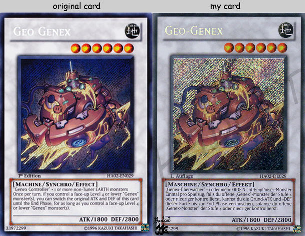 Hadcat altered artwork cards Yu-Gi-OH! Geo-Genex