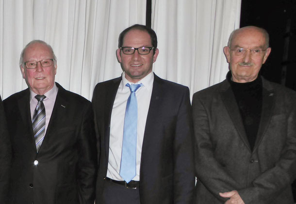 Unser im Amt bestätigter Vorstand: v.l. 1. Vorsitzender Werner Echle, 2. Vorsitzender Andreas Flöß, Schatzmeister Hasko Froese